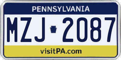 PA license plate MZJ2087