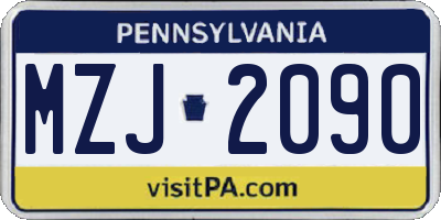 PA license plate MZJ2090