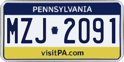 PA license plate MZJ2091