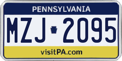 PA license plate MZJ2095