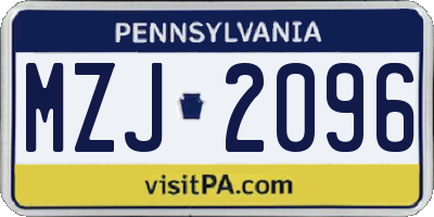 PA license plate MZJ2096