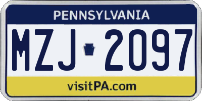 PA license plate MZJ2097