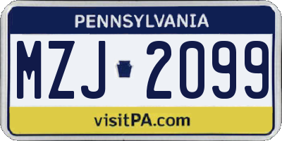 PA license plate MZJ2099