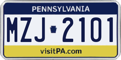PA license plate MZJ2101