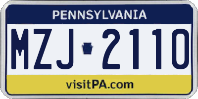 PA license plate MZJ2110