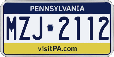 PA license plate MZJ2112