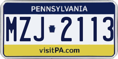 PA license plate MZJ2113