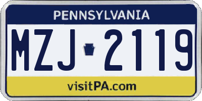PA license plate MZJ2119