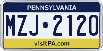 PA license plate MZJ2120