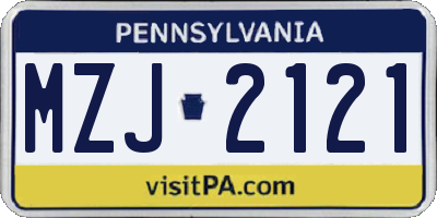 PA license plate MZJ2121