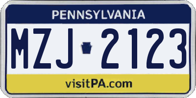 PA license plate MZJ2123
