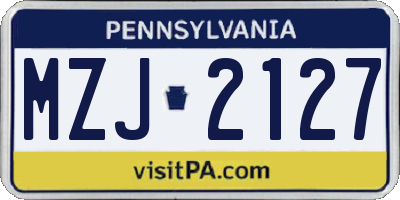 PA license plate MZJ2127