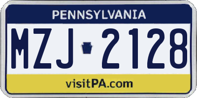 PA license plate MZJ2128