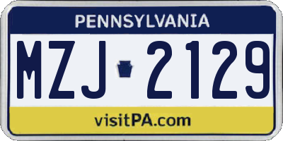 PA license plate MZJ2129