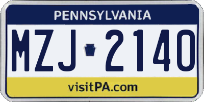 PA license plate MZJ2140