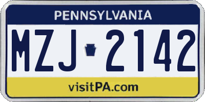PA license plate MZJ2142