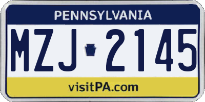 PA license plate MZJ2145