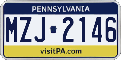 PA license plate MZJ2146