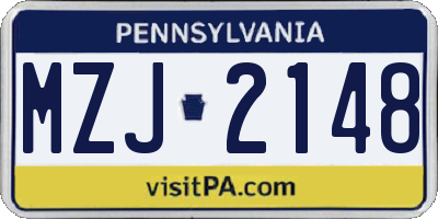 PA license plate MZJ2148