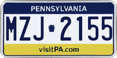 PA license plate MZJ2155