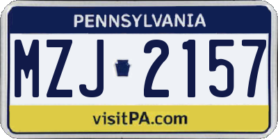 PA license plate MZJ2157
