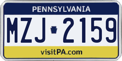 PA license plate MZJ2159
