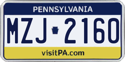 PA license plate MZJ2160
