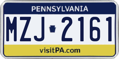 PA license plate MZJ2161