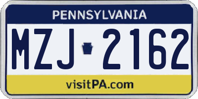 PA license plate MZJ2162