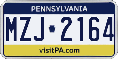 PA license plate MZJ2164