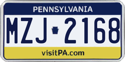 PA license plate MZJ2168