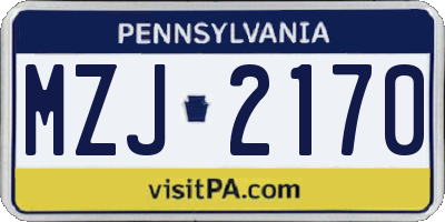 PA license plate MZJ2170