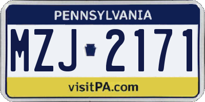 PA license plate MZJ2171