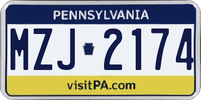 PA license plate MZJ2174