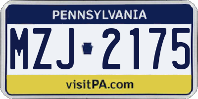 PA license plate MZJ2175