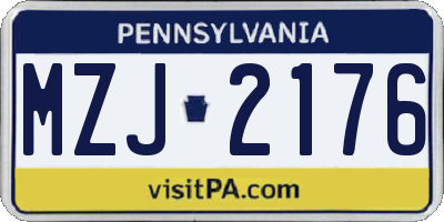 PA license plate MZJ2176