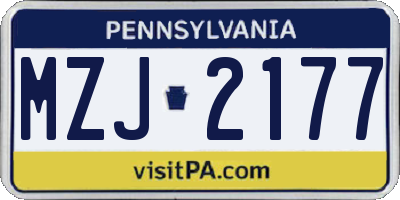 PA license plate MZJ2177