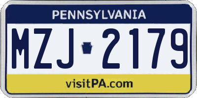 PA license plate MZJ2179
