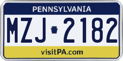 PA license plate MZJ2182