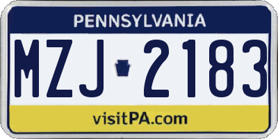 PA license plate MZJ2183