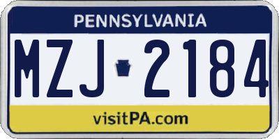 PA license plate MZJ2184