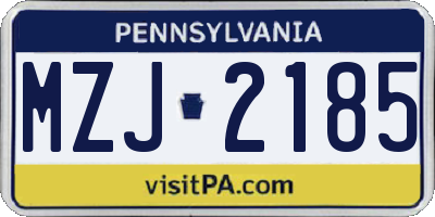 PA license plate MZJ2185