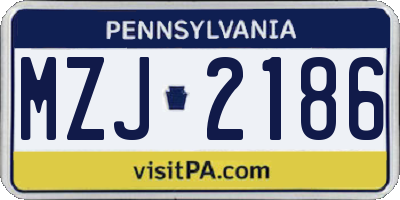 PA license plate MZJ2186