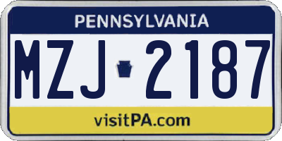 PA license plate MZJ2187
