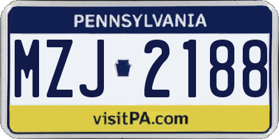 PA license plate MZJ2188