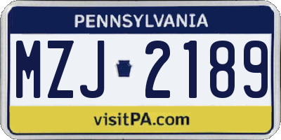 PA license plate MZJ2189