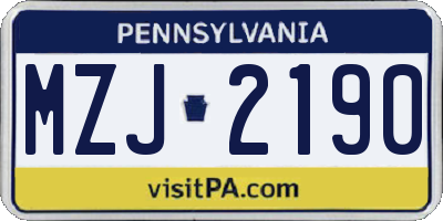 PA license plate MZJ2190