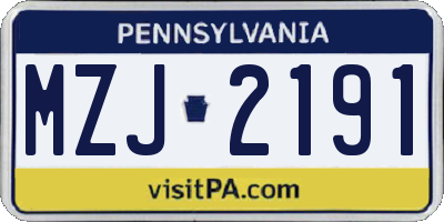 PA license plate MZJ2191