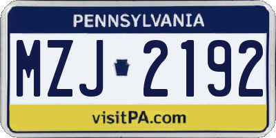 PA license plate MZJ2192