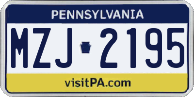 PA license plate MZJ2195
